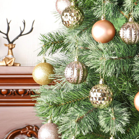 45Pcs 6cm/2.36inch Christmas Balls Glitter Ornaments Set, Shatterproof Plastic Xmas Tree Hanging Ornament, Christmas Decorations Balls for Holiday...