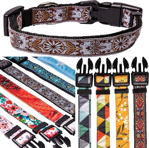 Dog Collars for Small Medium & Large Dogs - Female and Male dogs Patterns on Long Lasting, Adjustable, Strong and Durable Collars for Dogs Stockin...
