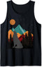 Outdoor Camping Style Wolf Moon and Mountains Adventure Gift Tank Top...