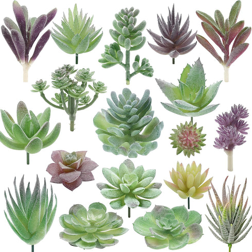 Artificial Succulent Plants - 18 Pack - Premium Fake Plants - Double Flocked Succulents - Realistic Textured Cactus - Face Succulent Plants - Mini...
