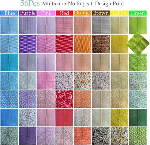 56 Pcs Precut Fabric Squares 10x10 inch, Cute Rustic Patterned Fabric Multicolor 100% Cotton Quilting Squares Bundles for Patchwork Sewing Crafts...