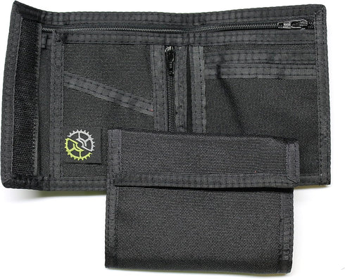 Nylon Bifold Wallet with Zippered Coin Pocket (Black)...