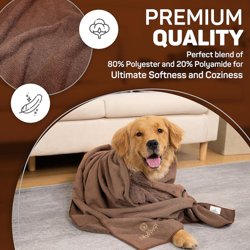 Dog Towel Super Absorbent Quick Drying Super Soft Microfiber Pet Towel for Dogs, Cats and Other Pets (55 x 28 Inches, Brown)...