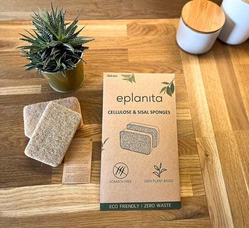 eplanita Natural Plant Based Scrub Sponges (3 Pack), Non-Scratch, Biodegradable Eco Scourers for Kitchen and Bathroom...