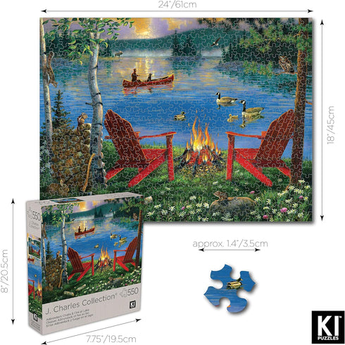 550 Piece Puzzle for Adults Adirondack Chairs and FIRE by J. Charles 24X18 Country Life Jigsaw from KI Puzzles,02633-SB...