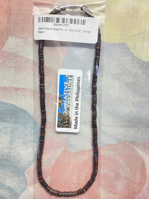 Brown Pin Puka Shell Necklace Surfer Beach Puca Choker - 5mm (3/16") - 18" Inch...