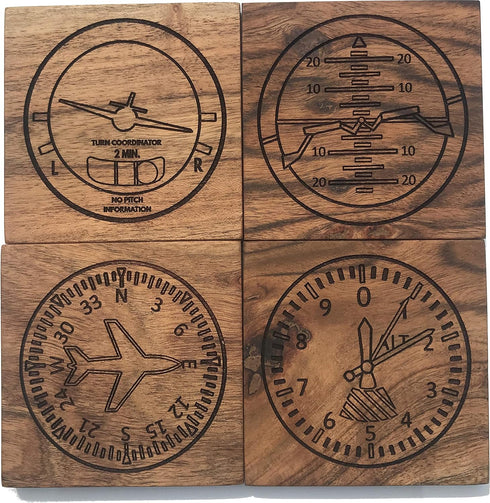 Airplane Coasters, Aviation Drink Coasters – Airplane Décor & Gifts for Pilots - Engraved Coasters for Airplane Lovers or Airplane Pilot Gifts – A...