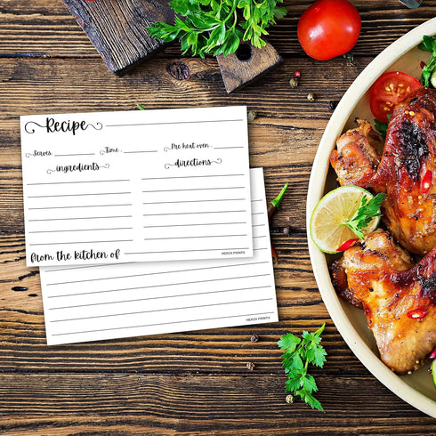 Double Sided Recipe Cards 3x5 Inches, 50 Counts Durable Easy Typing - Minimal Modern (White)...