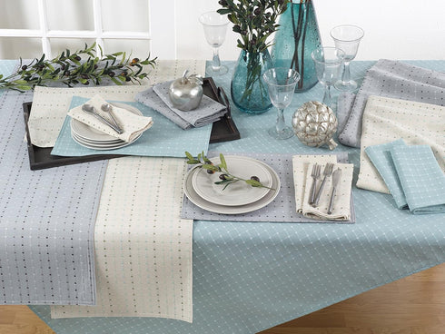 SARO LIFESTYLE 2136.A20S Cousu Collection Cotton Blend Stitched Line Table Napkins (Set of 4) 20" Aqua...