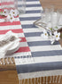 SARO LIFESTYLE Cabana Collection Cotton Stripes Tasseled Runner/2616.NB1672B, 16" x 72", Navy Blue...