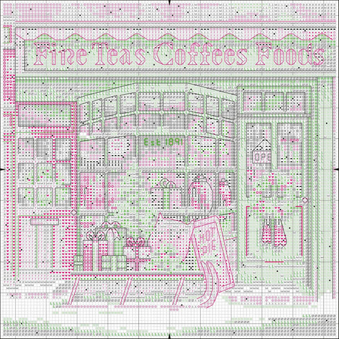 Dimensions Gold Collection Small Counted Cross Stitch Kit, 'Coffee Shoppe', 18 Count White Aida Cloth, 6'' x 6'', Black...