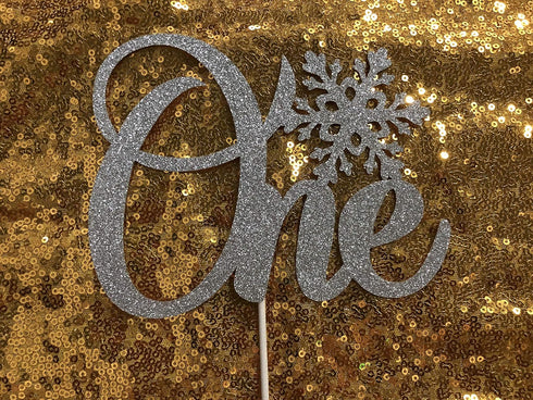 Silver One Snowflake Cake Topper - Winter Onederland 1st Birthday Cake Decorations...