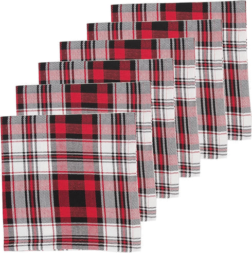 C&F Home Fireside Plaid Cotton Machine Washable Cloth Napkins Set of 6 Christmas Xmas Thanksgiving Winter Fall Autumn Harvest Dining Dinner Kitche...