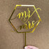 Larger Size Acrylic Mirror Gold Hexagon Elegant Handwriting Mr and Mrs Cake Toppers, Wedding, Bridal Shower, Engagement, Anniversary Monogram Cake...