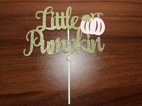 Little Pumpkin Cake Topper Gold Pink Little Pumpkin Baby Shower Cake Topper Decorations Little Pumpkin 1st Birthday Decorations Pink Girl Fall Bab...