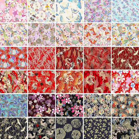 Tudomro 30 Pieces Japanese Style Fabric Squares Fat Quarters Cotton Wrapping Cloth Quilting Fabric Bundles for DIY Patchwork Sewing...