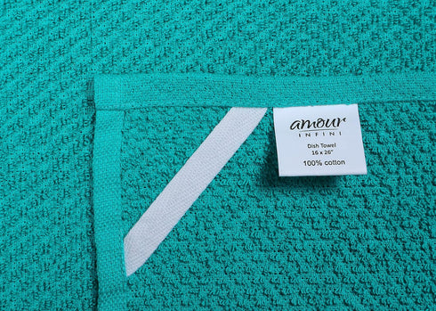 AMOUR INFINI Kitchen Towels Pack of 4 - Absorbent, Quick Drying Premium Cotton Tea Towel - Kitchen Linens 16x28 Inch Dish Towels with Hanging Loop...