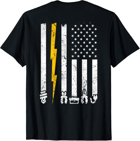 Vintage Electrician Tools USA American Flag Electric Squad T-Shirt...