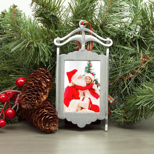 FINE PHOTO GIFTS Pewter Sled 2" x 3" Photo Ornament Picture Frame...