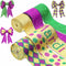6 Rolls 30 Yards Mardi Gras Wired Edge Ribbon Purple Gold and Green Stripe Ribbon Glitter Metallic Wrapping Ribbon for Mardi Gras Masquerade Party...