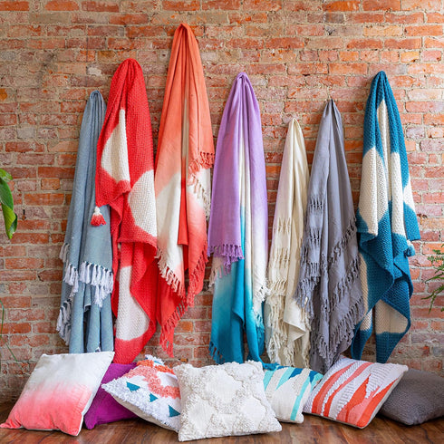Refinery29 | Riley Collection | Premium Cotton Textured Throw Blanket, Modern Design for Luxury Home Décor (50 x 70, Purple)...