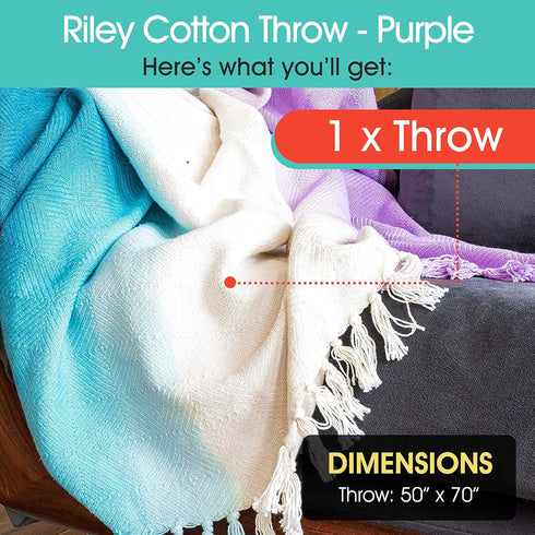 Refinery29 | Riley Collection | Premium Cotton Textured Throw Blanket, Modern Design for Luxury Home Décor (50 x 70, Purple)...