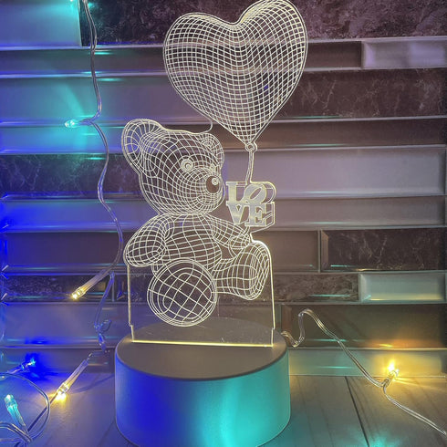 Acrylic Night Table Lamp with 33 Inch Power Cord Included (Bear)...