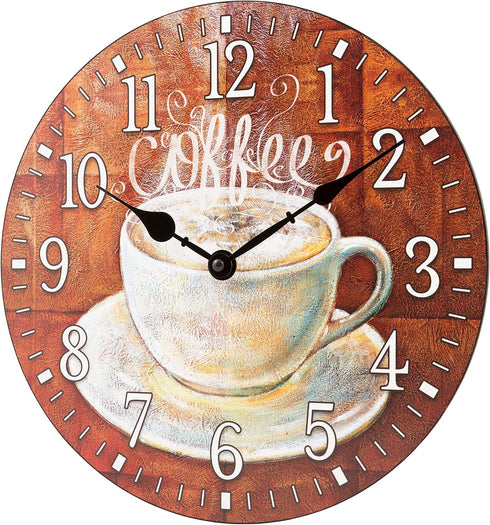 La Crosse Clock 404-2631C-INT 12-Inch Round Coffee Decorative Quartz Analog Wall Clock...