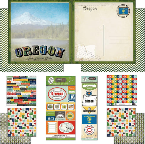 Scrapbook Customs Themed Paper and Stickers Scrapbook Kit, Oregon Vintage, 12 inch by 12 inch...