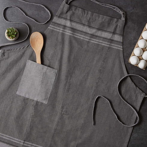 DII French Stripe, Kitchen Collection, Chef Apron, Chambray Gray...