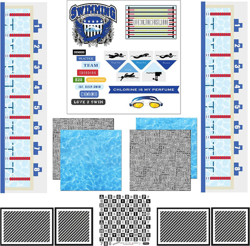 Scrapbook Customs Themed Scrapbook Kit, Swimming Sport Paper...