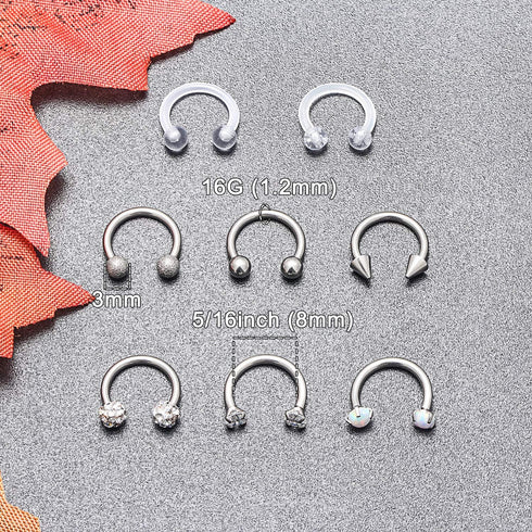 Dyknasz Horseshoe Circular Barbell Clear CZ Opal Stone Nose Septum Rings Hoop Retainer for Women Men Helix Cartilage Tragus Earring 316L Surgical ...