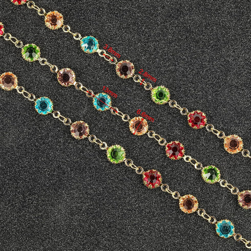 UMAOKANG Colorful Crystal Jewelry Chains Bulk 18K Gold Plated Brass Chain for Jewelry Making Women Necklace Bracelet DIY Craft Chain Roll...