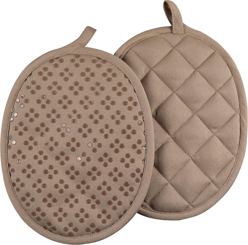 Sticky Toffee Oven Mitt and Pot Holder Set of 3 – Tan Kitchen Hot Pads and Mitts with Non-Slip Silicone Grip, 100% Cotton Shell, Oeko-Tex Cotton...