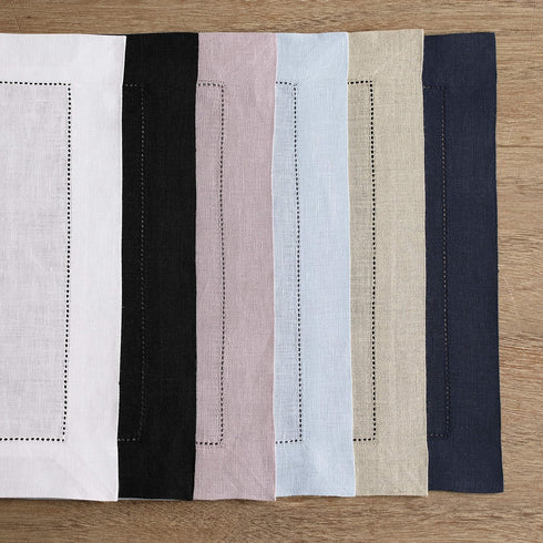 Solino Home Linen Placemats Set of 4 - Classic Hemstitch Natural Placemats 14 x 19 Inch - 100% Pure Linen Table Mats for Summer, Fall...