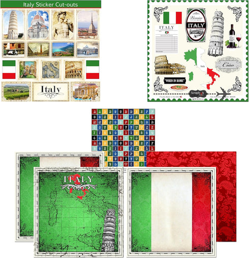 Scrapbook Customs 17511 Themed Paper and Stickers Scrapbook Kit, Italy Sightseeing...