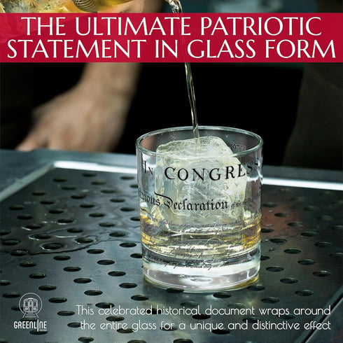 Greenline Goods Whiskey Glasses - Declaration of Independence (Set of 2) | 10 oz Tumblers - American US Patriotic Gift Set | Old Fashioned Cocktai...