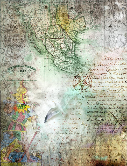 Antique Background Mulberry Rice Paper, 8 x 10.5 inch - 6 x Different Printed Mulberry Paper Images 30gsm Visible Fibres for Decoupage Crafts Mixe...