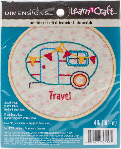 Dimensions 'Camper' Short N' Sweet Mini Embroidery Kit for Beginners, 4''......