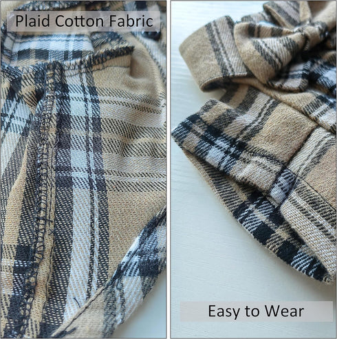 Soft Casual Dog Plaid Shirt,Gentle Dog Western Shirt Pet Clothes, Dog Cotton Shirt with Bow Tie for Wedding,Christmas Costumes (Large, Dark Khaki)...