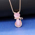 Uloveido Cute Cat Shape Pink CrystaL Studs Earrings and Pendant Necklace for Teen Girls Y404...