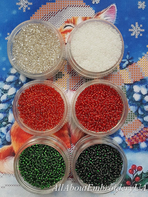 AllAboutEmbroideryUA Bead Embroidery kit Christmas Cat Beaded Cross Stitch kit Needlepoint Handcraft Tapestry kit......