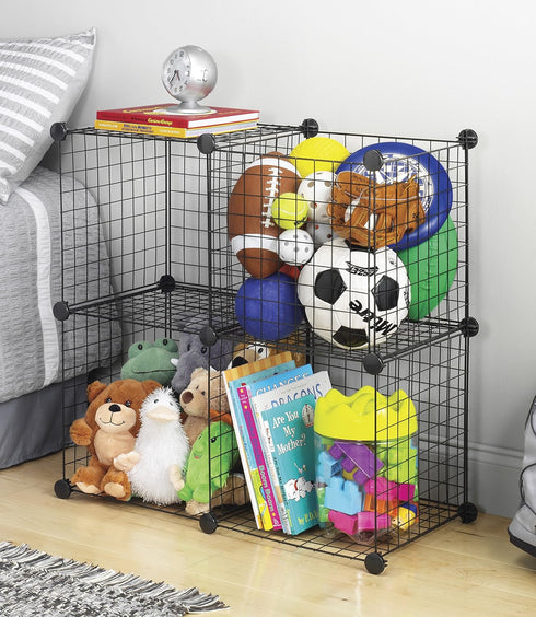Whitmor Storage Cubes - Stackable Interlocking Wire Shelves -Black (Set of 4)...