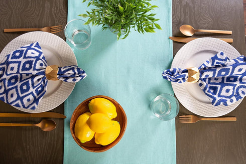 DII Everyday Collection, Fringed Solid Tabletop, Table Runner, 14x72, Aqua...