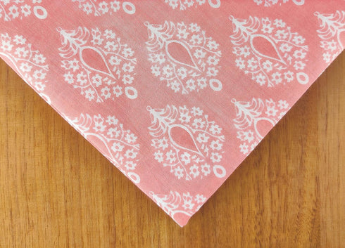 Craftbot Hand Block Print Fabric by The Yard - PRECUT 1 Yard 42 Inch Width - 100% Cotton Material - Light Coral/Peach Floral Pattern - Light Weigh...