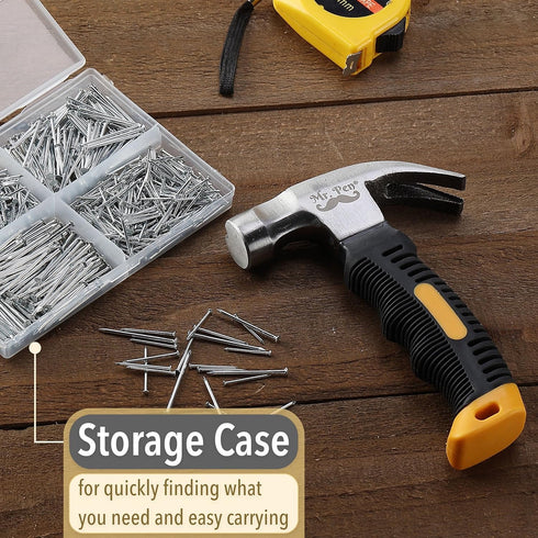 Mr. Pen- Nail Assortment Kit and 8oz Small Hammer, 600 Pcs Small Nails, Nails for Hanging Pictures, Nails for Wall, Picture Hanging Nails, Hammer ...