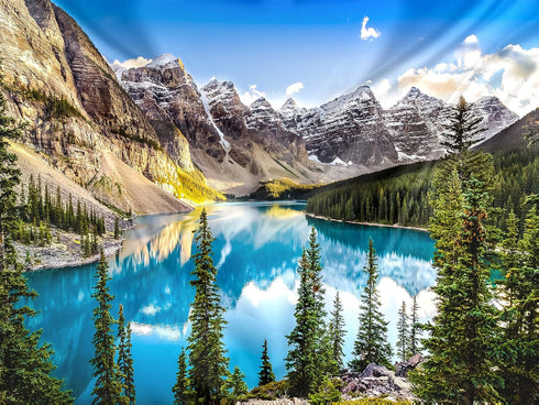 Tucocoo Landscape Sunset View of Moraine Lake & Mountain Range Tapestry Forest Tree Tapestry Tranquil Lake Tapestry Nature Landscape Tapestry Wall...
