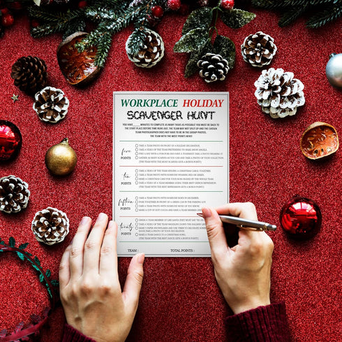Office Christmas Scavenger Hunt Game, Set of 20 Pieces Game Cards, About Christmas Content, Workplace Christmas Party Game, Office Team Building G...