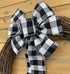 Buffalo Plaid Christmas Wreath Bow - 10" Wide, 18" Long Pre-Tied Bow, Black and White Checkers, Fall Decor, Door Decoration, Swag, Wreath, Garland...