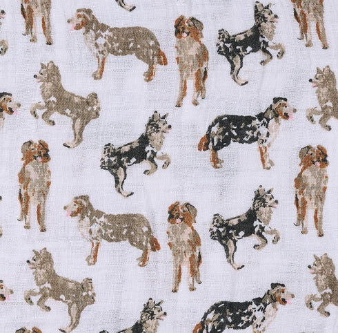 Mud Pie Baby Dog Breed Swaddle Blanket, Australian Shepherd, 47" x 47", Aussie...